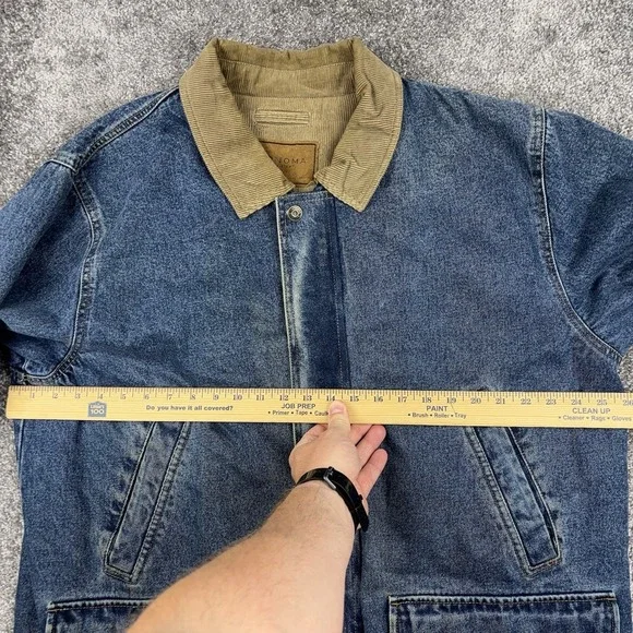 Sonoma Denim Chore Jacket Coat Men's Large Corduroy Collar Flannel Lined Barn - Picture 8 of 13